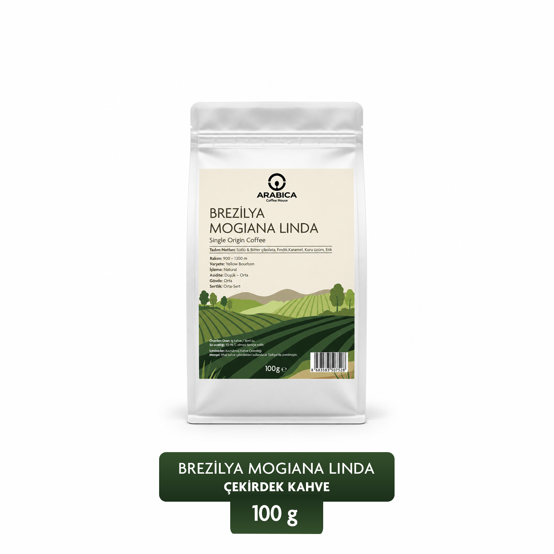 Arabica Coffee House Brezilya Mogiana Linda 100 g | %100 Arabica Specialty Çekirdek Kahve | Medium Kavrulmuş