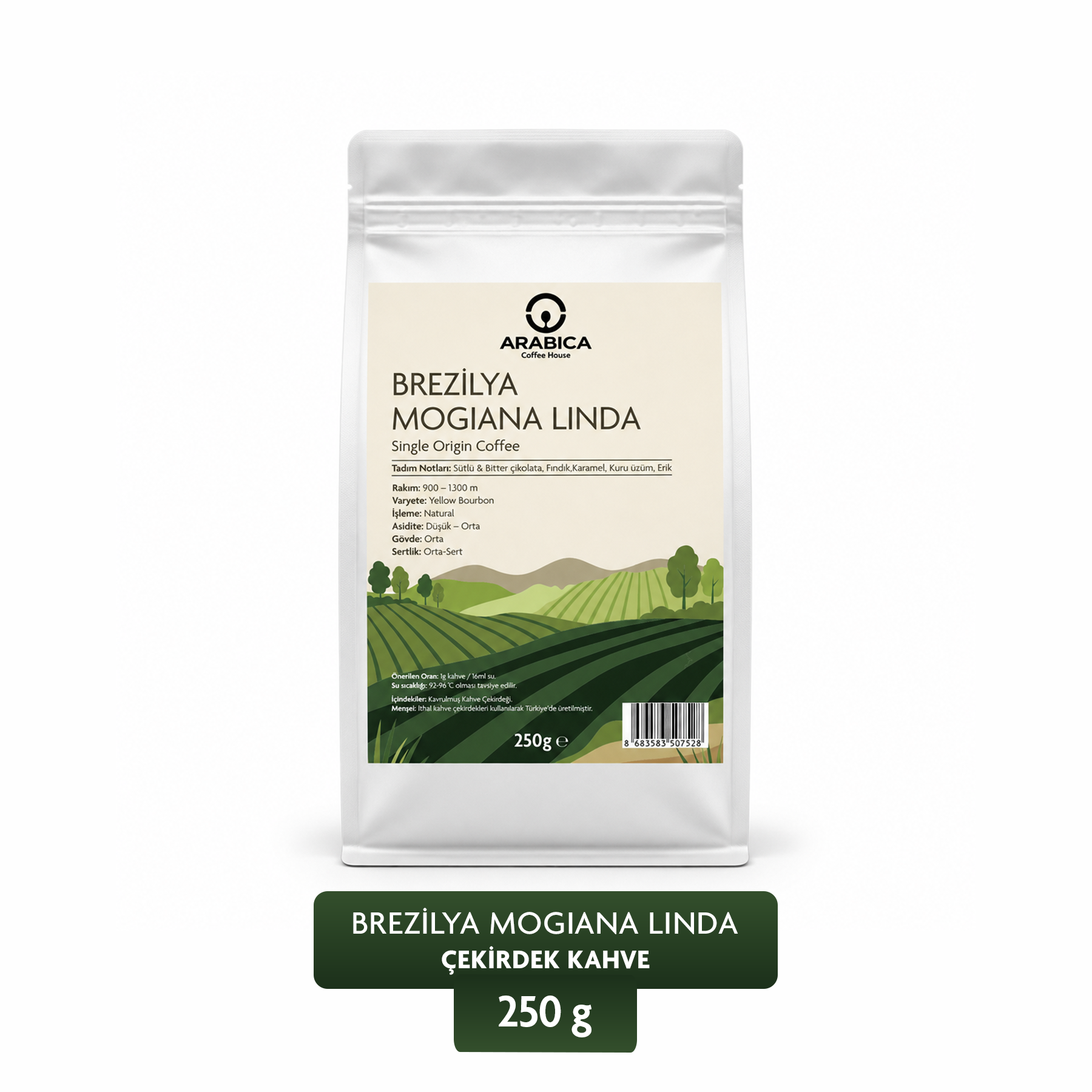 Arabica Coffee House Brezilya Mogiana Linda 250 g | %100 Arabica Specialty Çekirdek Kahve | Medium Kavrulmuş