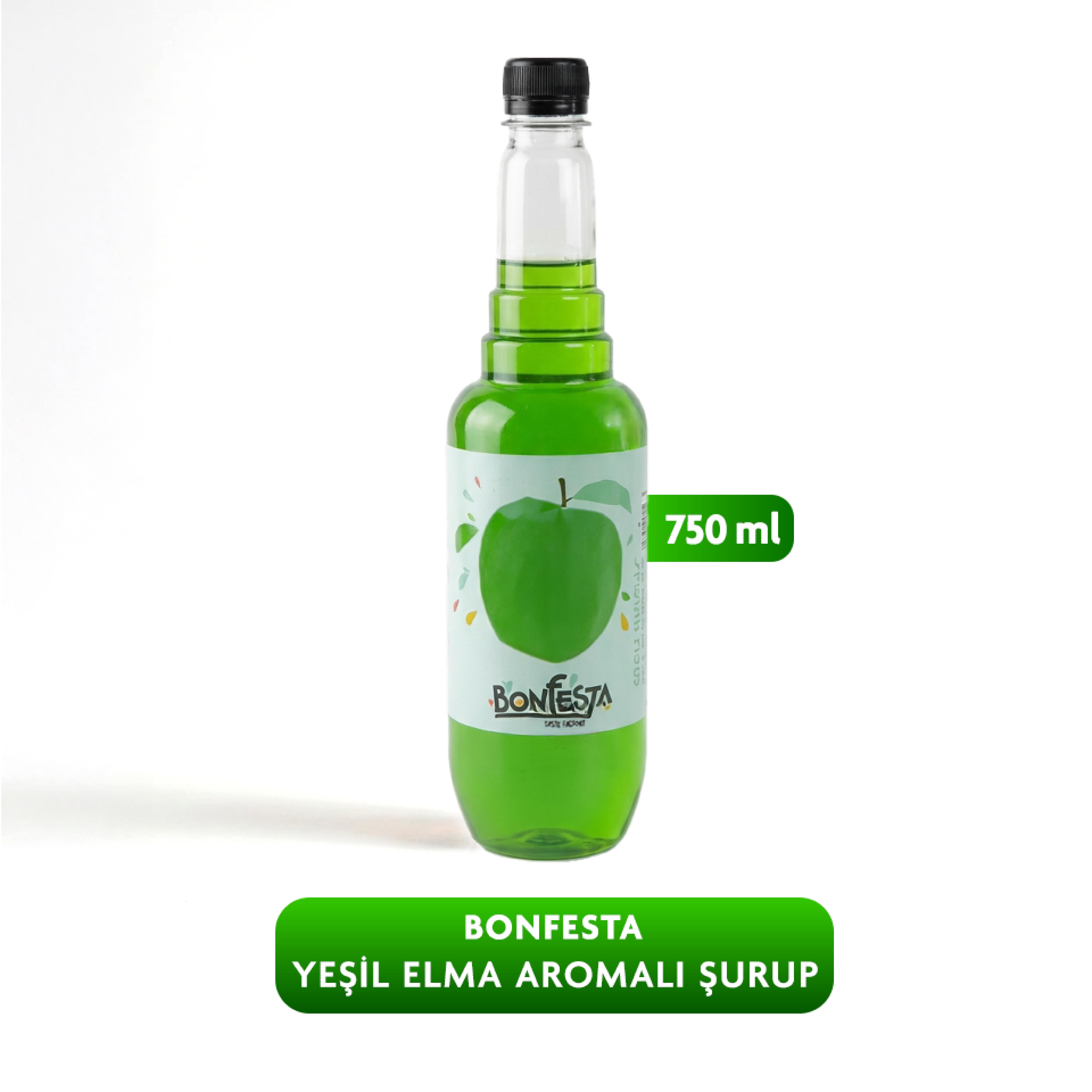 Bonfesta Yeşil Elma Şurup 750ml – Aromalı Şurup – Kokteyl Şurubu