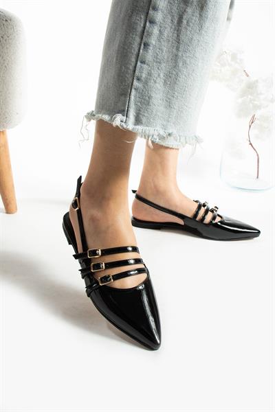 Ella Siyah Rugan Kemer Toka Detay