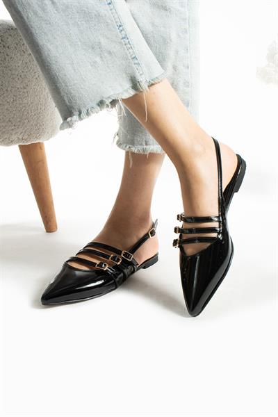 Ella Siyah Rugan Kemer Toka Detay