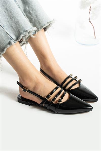 Ella Siyah Rugan Kemer Toka Detay