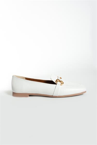 Luke Beyaz Deri Aksesuar Toka Detay