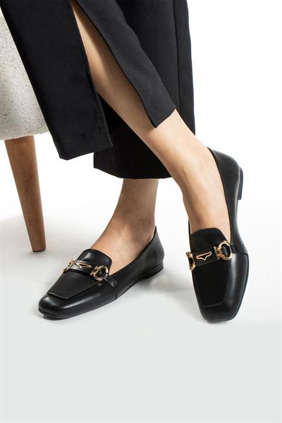 Luke Siyah Deri Aksesuar Toka Detay