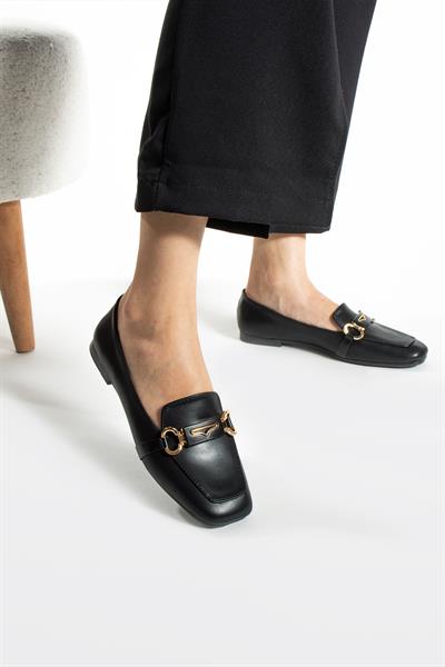 Luke Siyah Deri Aksesuar Toka Detay