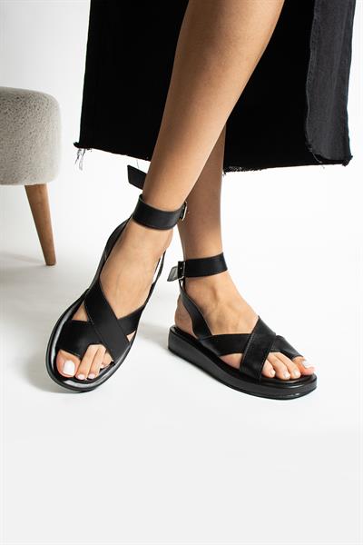 Whisper Parmak Arası Siyah Kadın Sandalet