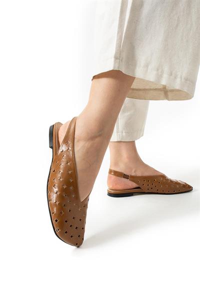 Zaina V Kesim Lazer Delikli Detaylar Kadın Babet Ayakkabı