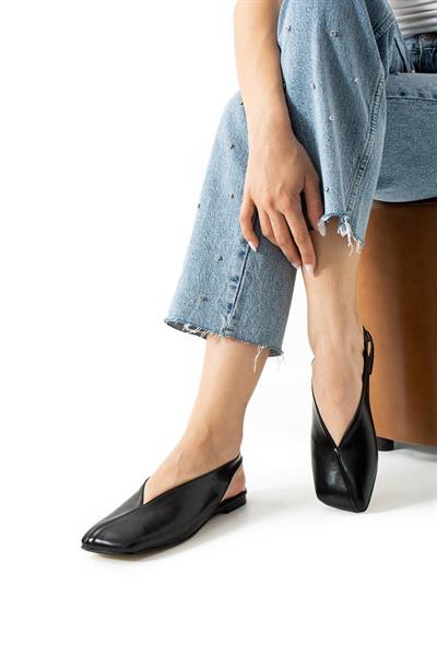 Zaina V Kesim Ön Detay Kadın Babet Ayakkabı