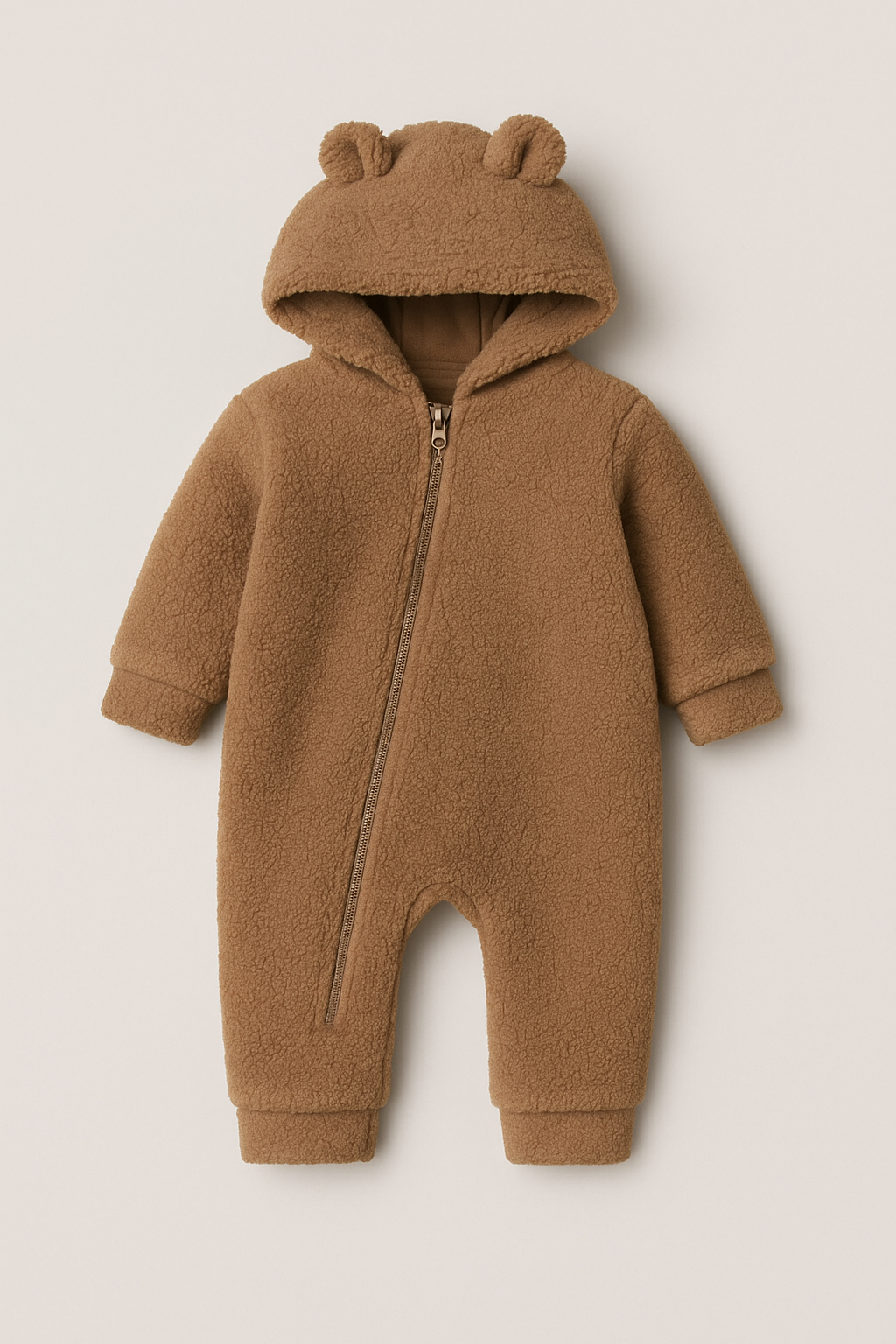 Peluş Unisex Bebek Çocuk Uyku Tulumu Welsoft-Kahverengi