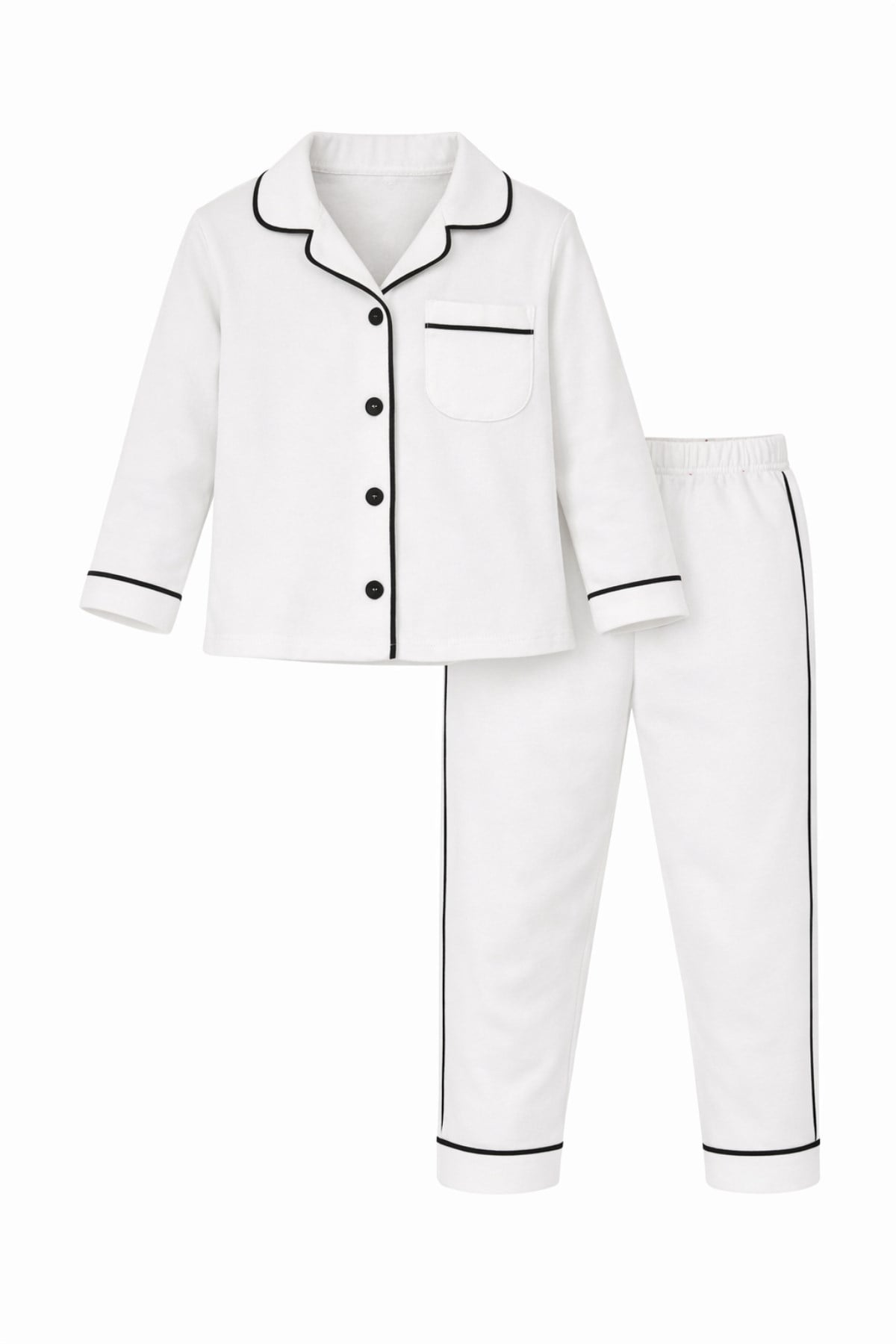 Unisex Bebek Alt Üst Pijama Takım Beyaz