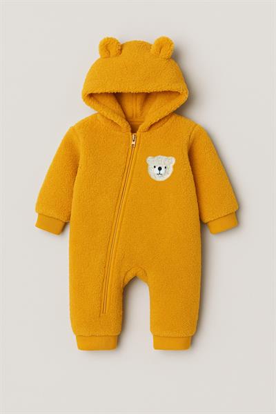Ayıcık Figürlü Fermuarlı Peluş Bebek Çocuk Uyku Tulumu Welsoft-Hardal