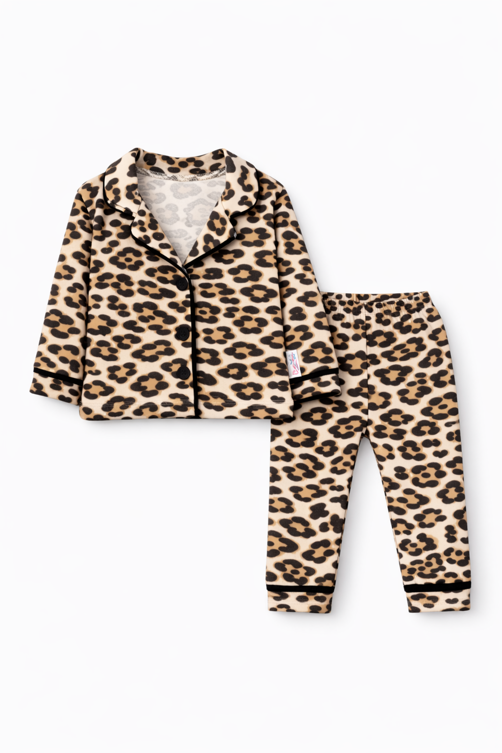 Leopar Desenli Kız Bebek Çocuk Alt Üst 2'li Pijama Takım-Çok Renkli