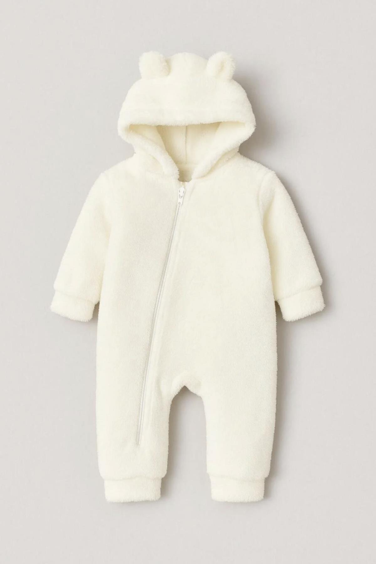 Peluş Unisex Bebek Çocuk Uyku Tulumu Welsoft-Beyaz