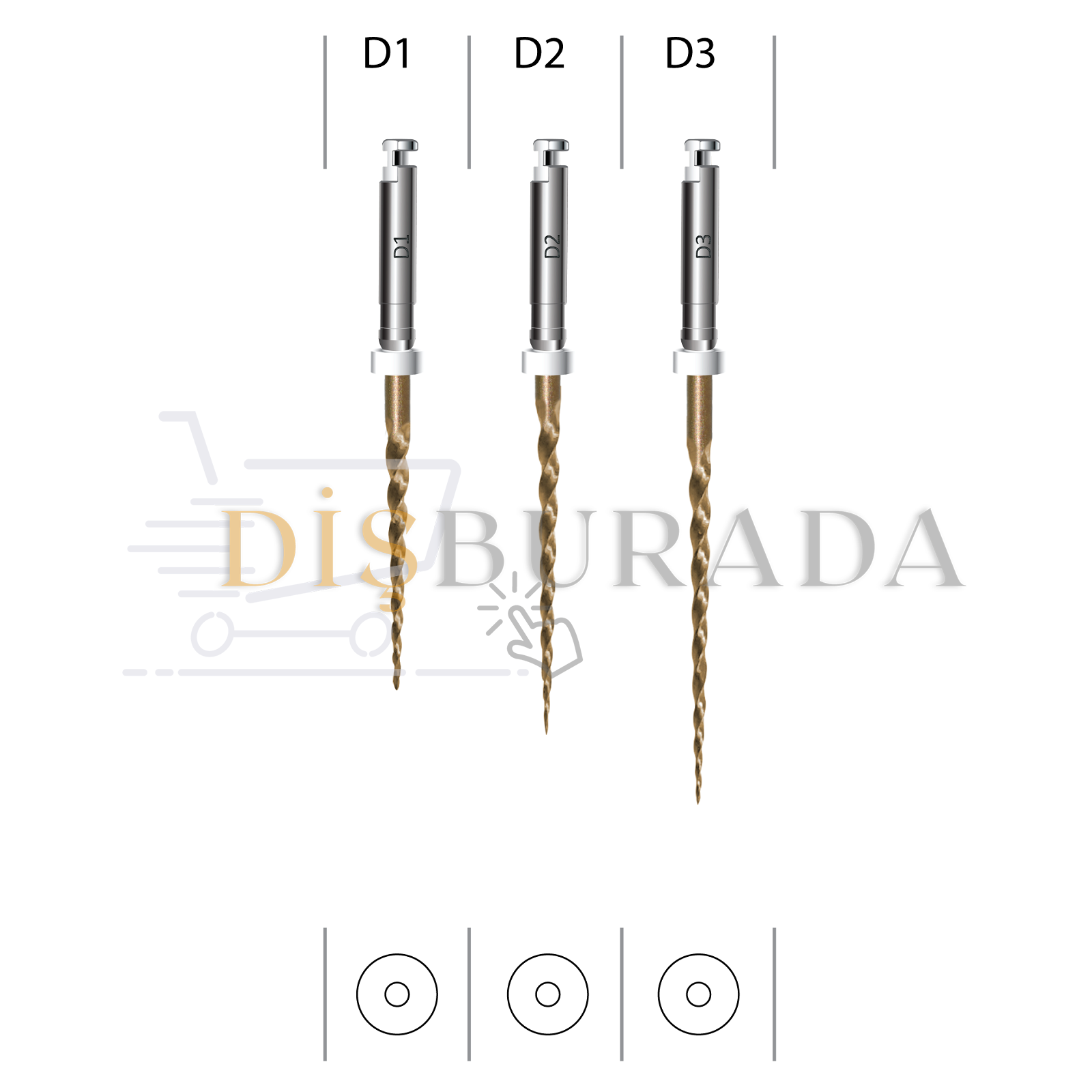 Endoart Retreatment Gold Kanal Eğesi  Asorti Kit (2Xd1, 2Xd2, 2Xd3)