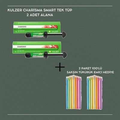 2 Adet Kulzer Charisma Smart Refil Kompozit ALANA 2 Paket 100'lü Sakşın Tükürük Emici HEDİYE ! 