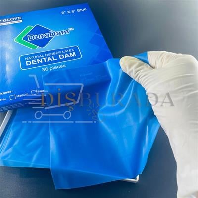 Top Glove Duradam Natural Rubber Latex Dental Dam 6X6 Blue Medium 36 Lık Paket