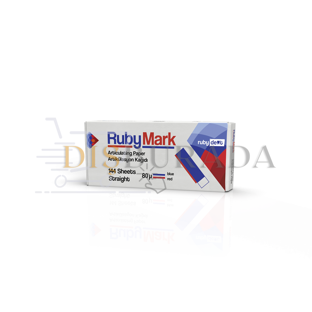 Ruby Mark Artikülasyon Kağıdı Düz Form 80µ-Mavi/Kırmızı (Çift Renkli)