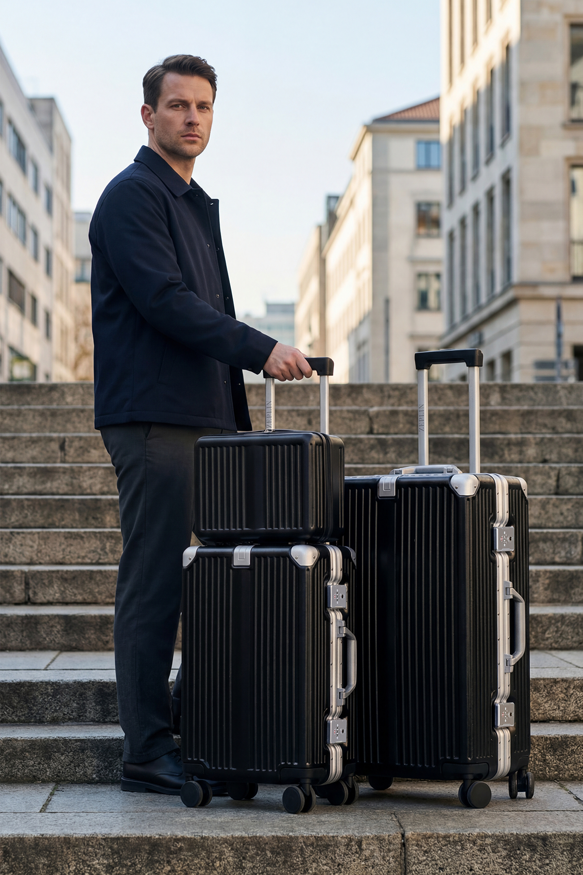 Joya PC Policarbon 3'lü Valiz Seti (Kabin Orta ve Makyaj) Siyah