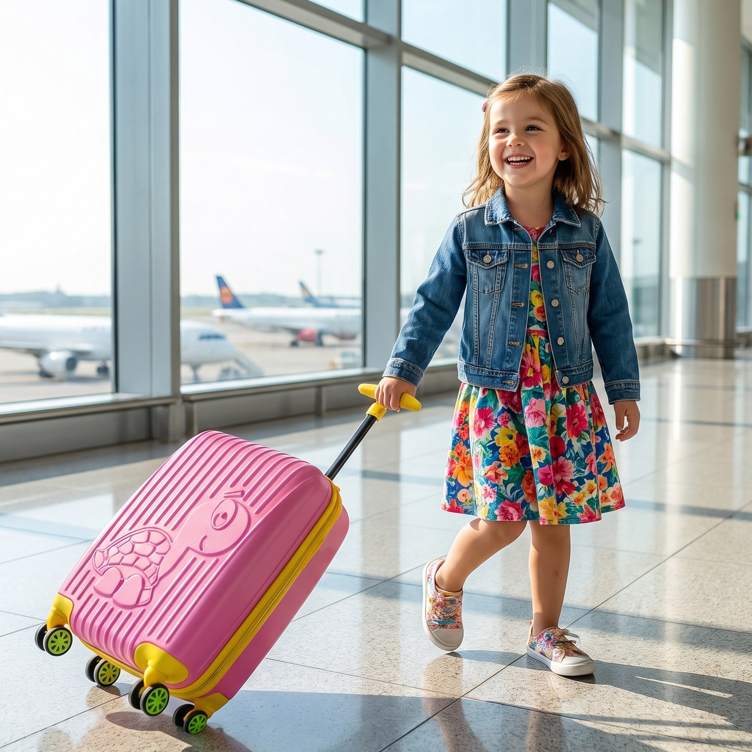 Kids Abs Çocuk Valizi Kaplumbağa Pembe