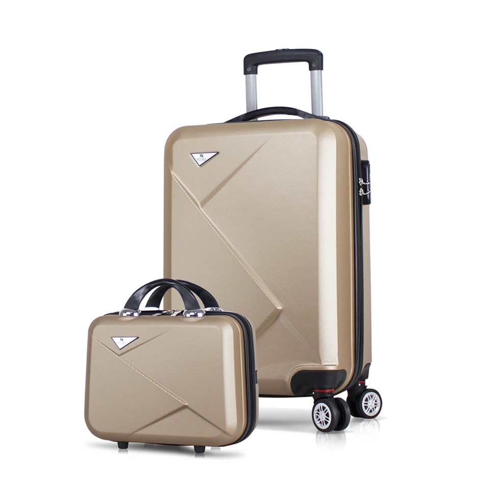 My Valice Diamond Abs 2'li Valiz Seti (Makyaj + Kabin Boy) Gold