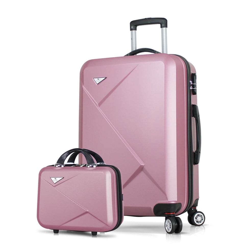 My Valice Diamond Abs 2'li Valiz Seti (Makyaj + Orta Boy) Rose Gold