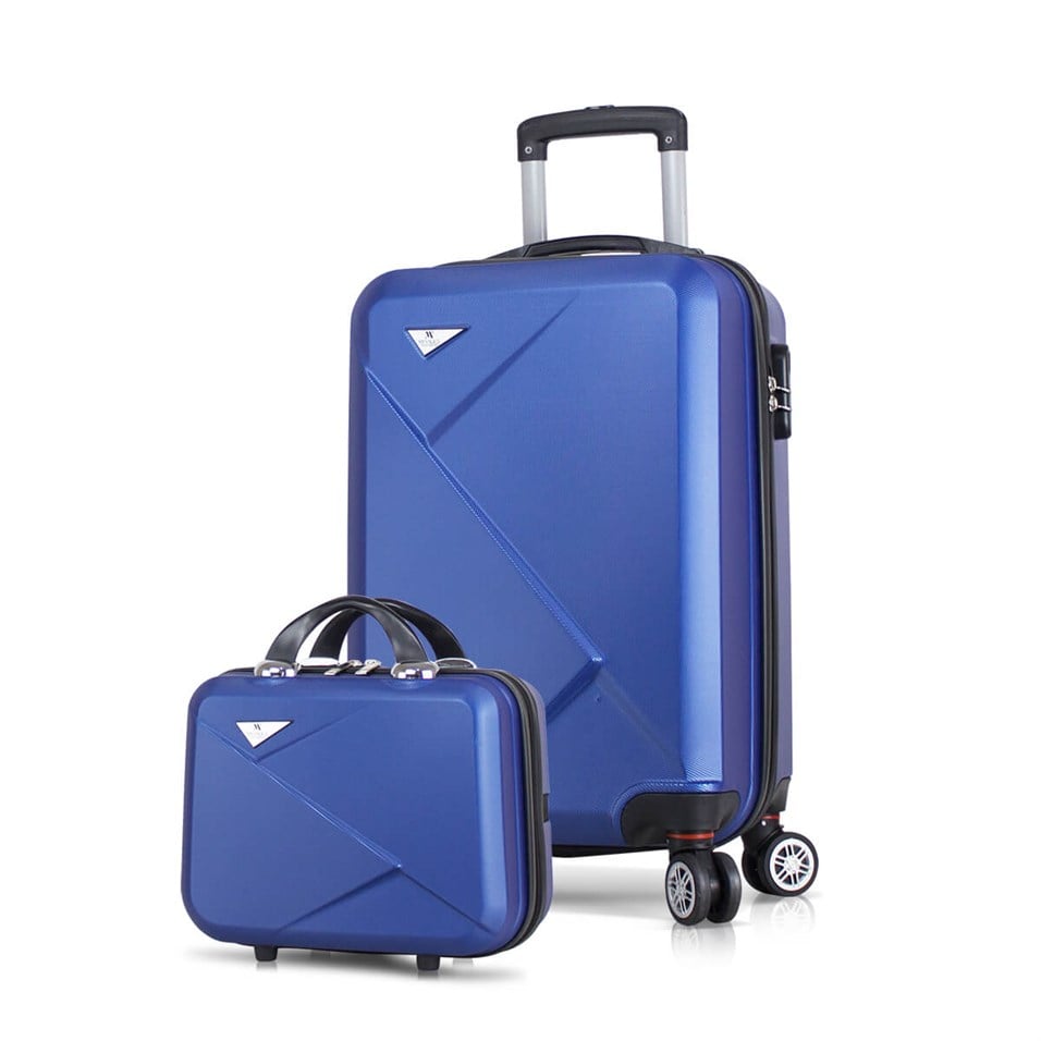 My Valice Diamond Abs 2'li Valiz Seti (Makyaj + Kabin Boy) Mavi