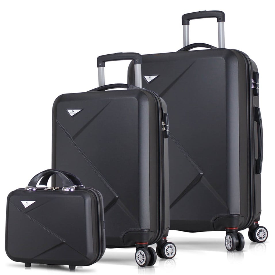 My Valice Diamond Abs 3'lü Valiz Seti (Makyaj + Kabin + Orta Boy) Siyah