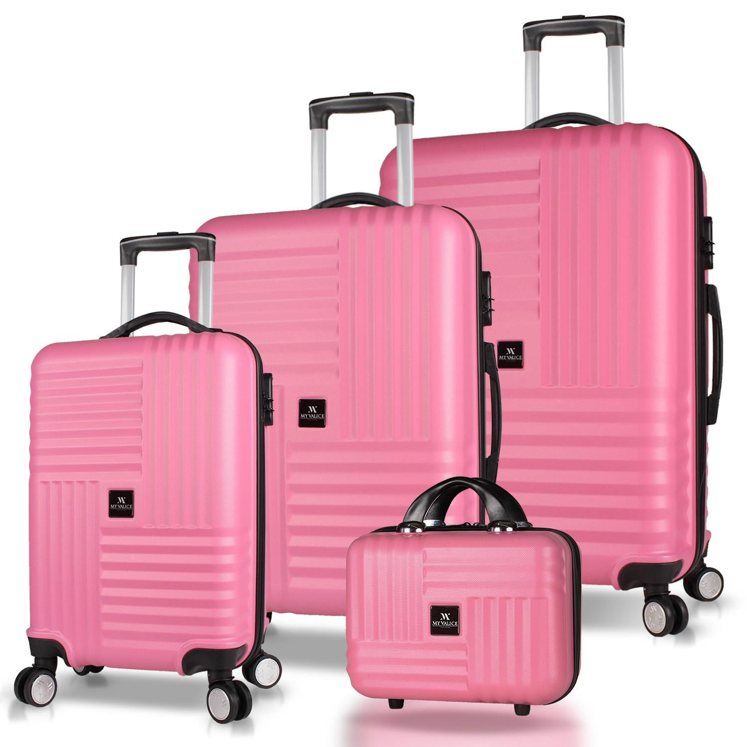 My Valice Puzzle Abs Kabin Orta Büyük ve Makyaj Boy Pembe 4'lü Travel Valiz Seti