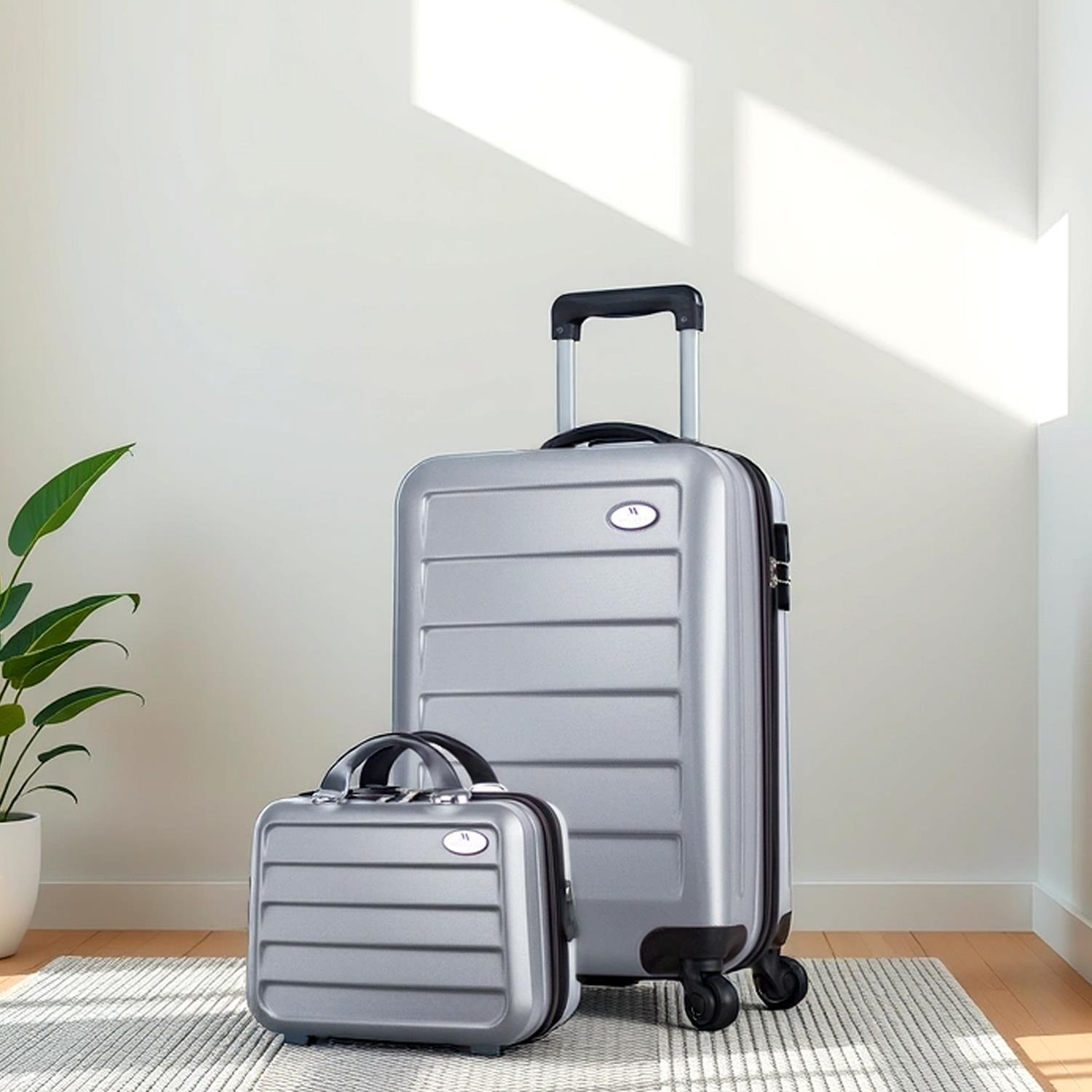 My Valice Ruby Abs Kabin ve Makyaj Boy Gri 2'li Valiz Seti