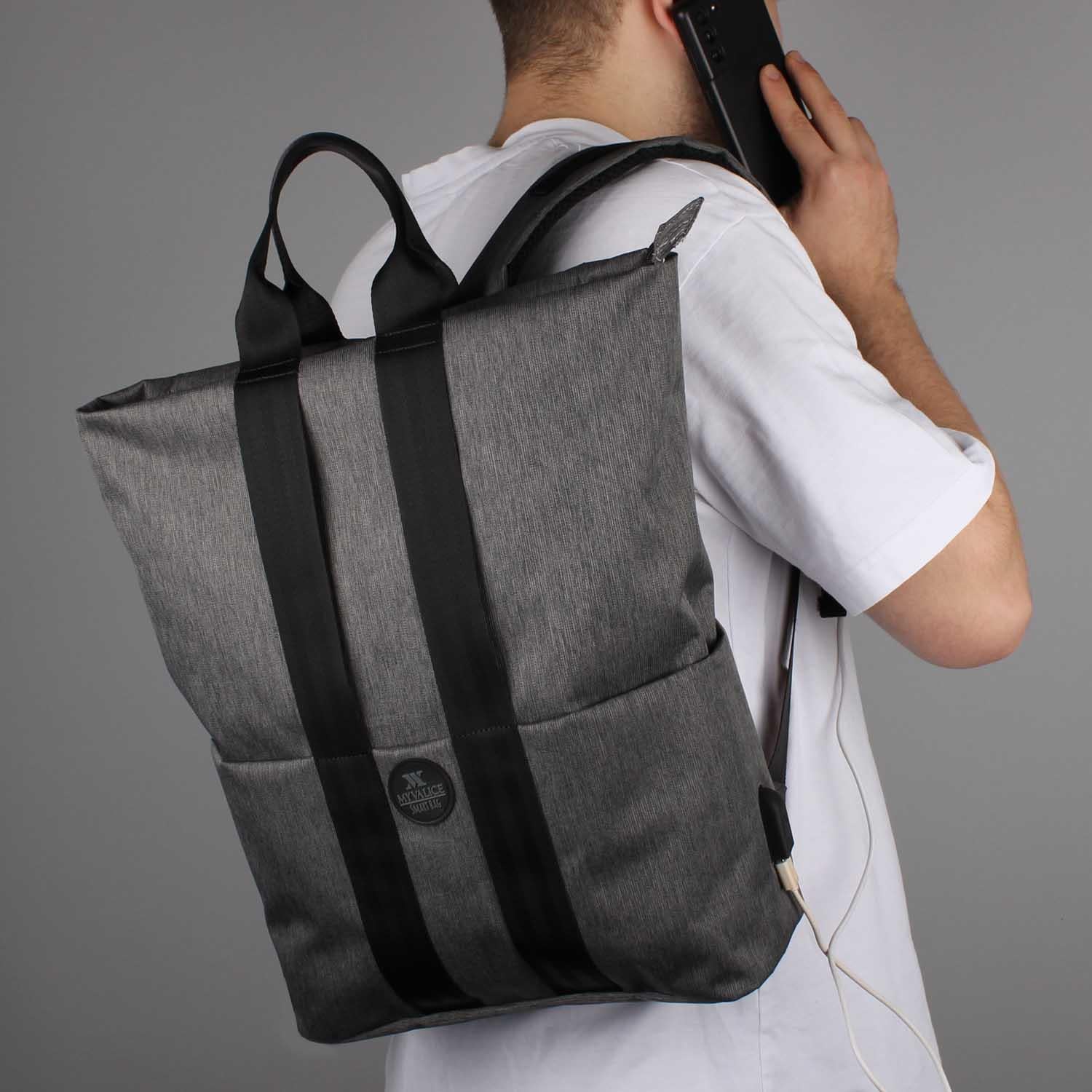 My Valice Smart Bag Elegant Usb Şarj Girişli Laptop Bölmeli Notebook Sırt Çantası Füme