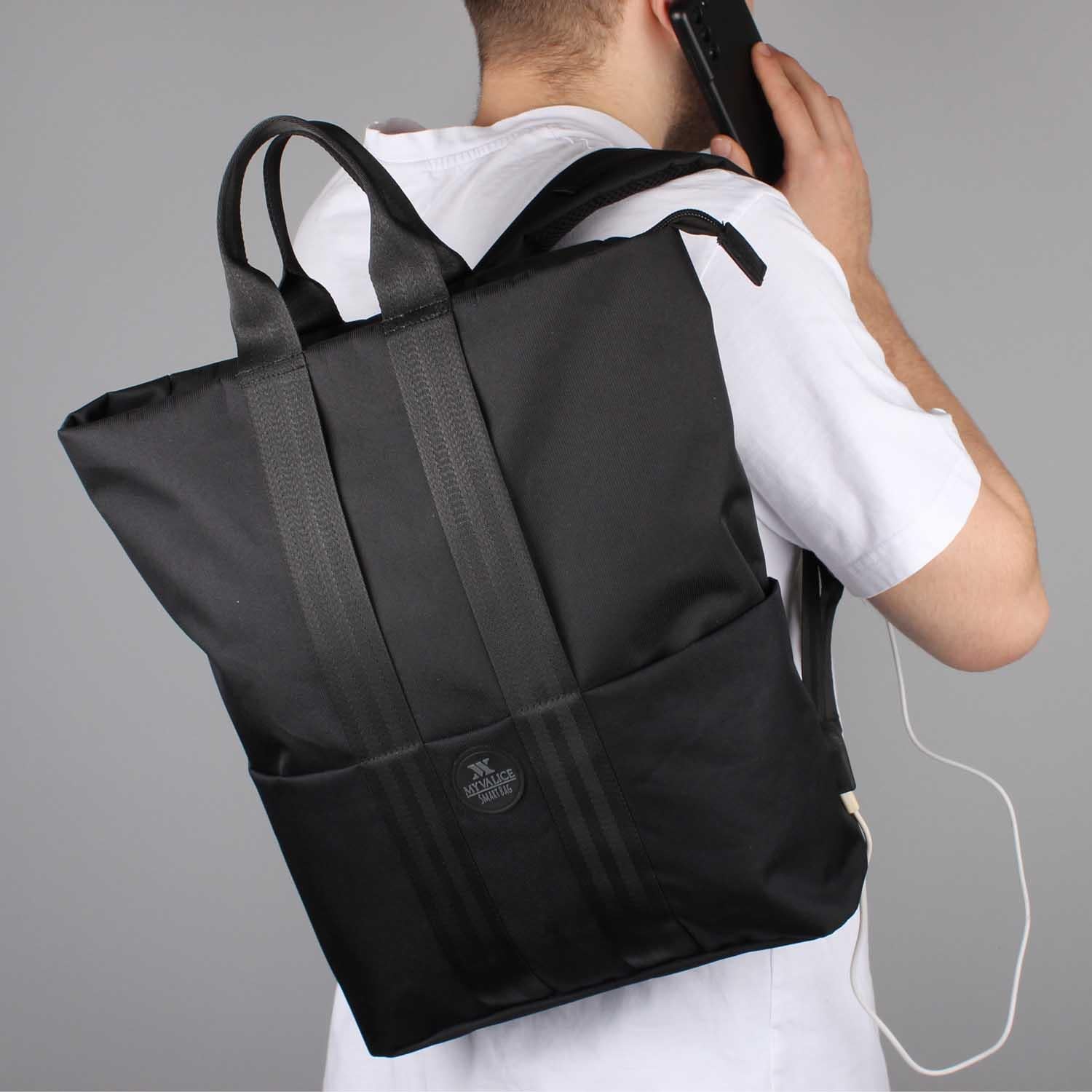 My Valice Smart Bag Elegant Usb Şarj Girişli Laptop Bölmeli Notebook Sırt Çantası Siyah