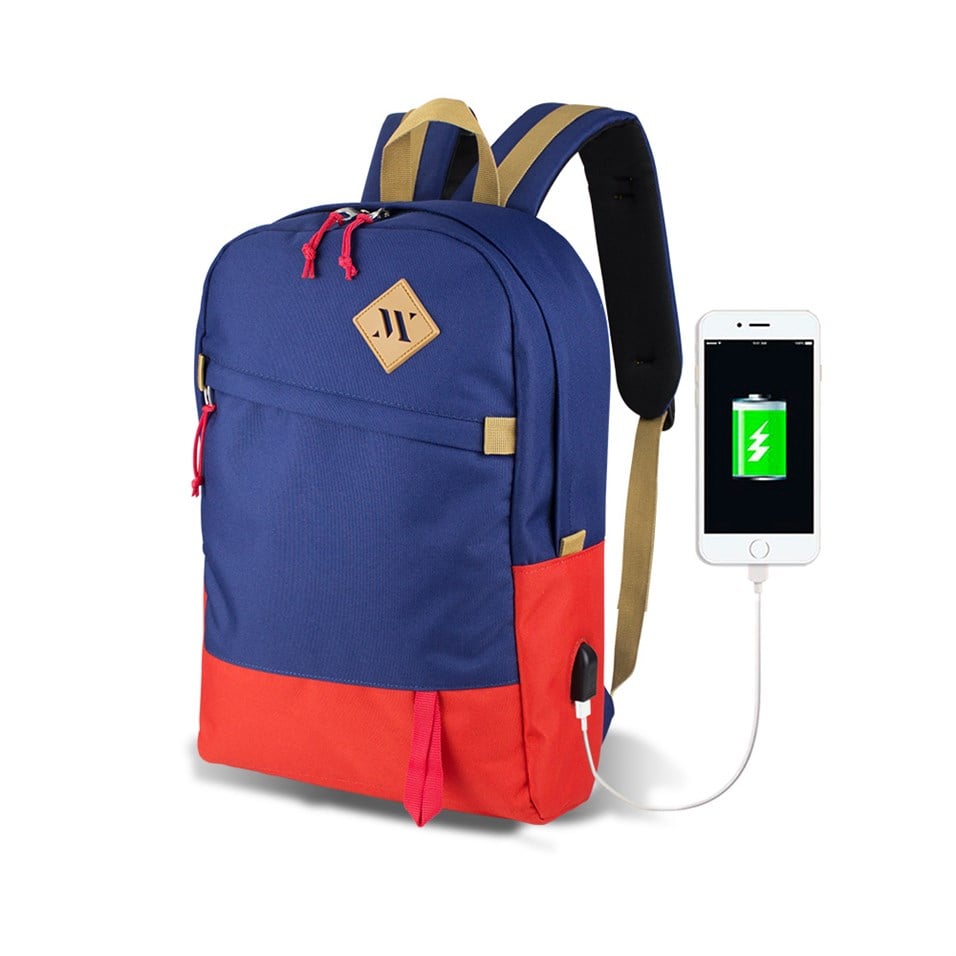My Valice Smart Bag FREEDOM Usb Şarj Girişli Akıllı Sırt Çantası Lacivert-Kırmızı