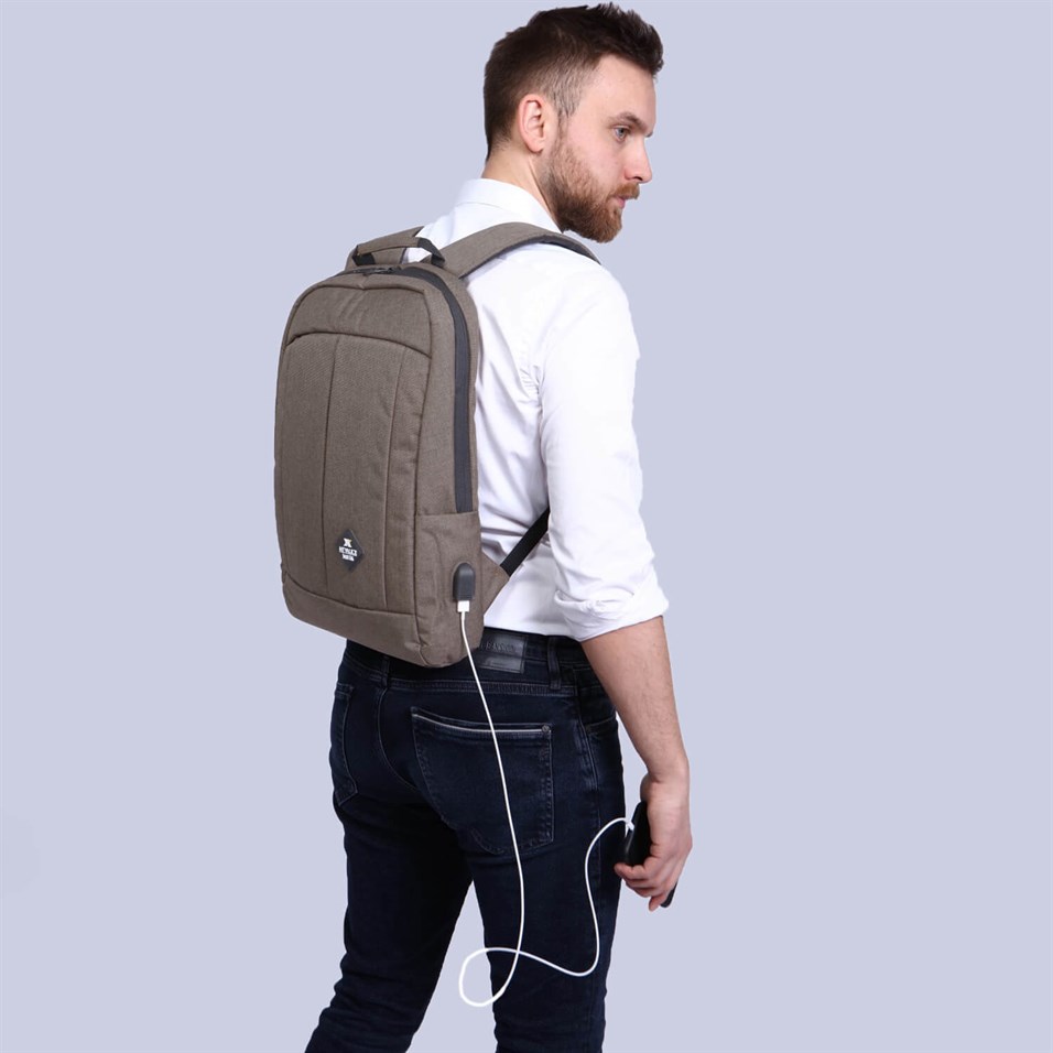 My Valice Smart Bag GALAXY Usb Şarj Girişli Notebook Sırt Çantası Kahverengi
