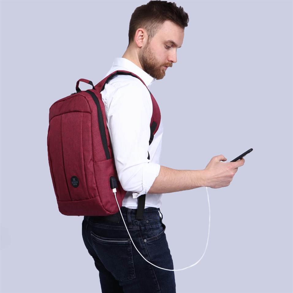 My Valice Smart Bag GALAXY Usb Şarj Girişli Notebook Sırt Çantası Bordo