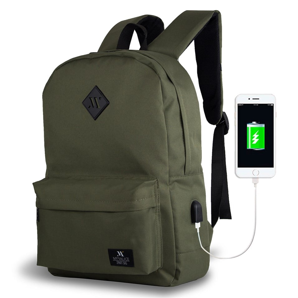 My Valice Smart Bag SPECTA Usb Şarj Girişli Akıllı Sırt Çantası Haki