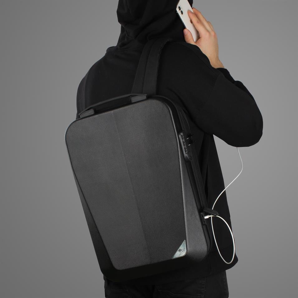 My Valice Smart Bag STRONG Usb Şarj Girişli Unisex ABS Akıllı Sırt Çantası Siyah