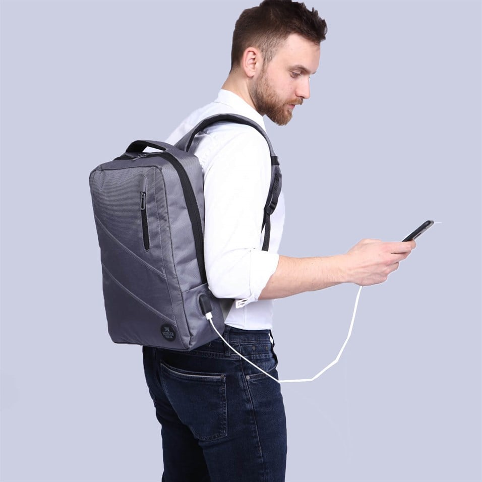 My Valice Smart Bag Usb Şarj Girişli Akıllı Sırt Çantası 1209 Gri