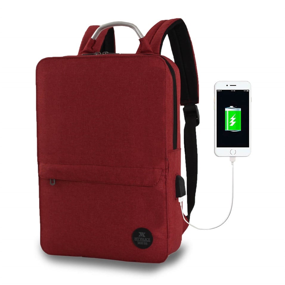 My Valice Smart Bag Usb Şarj Girişli Akıllı Sırt Çantası 1210 Bordo