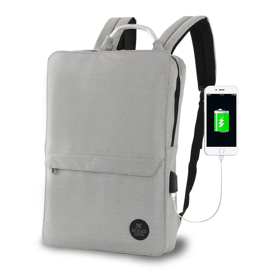 My Valice Smart Bag Usb Şarj Girişli Akıllı Sırt Çantası 1210 Gri