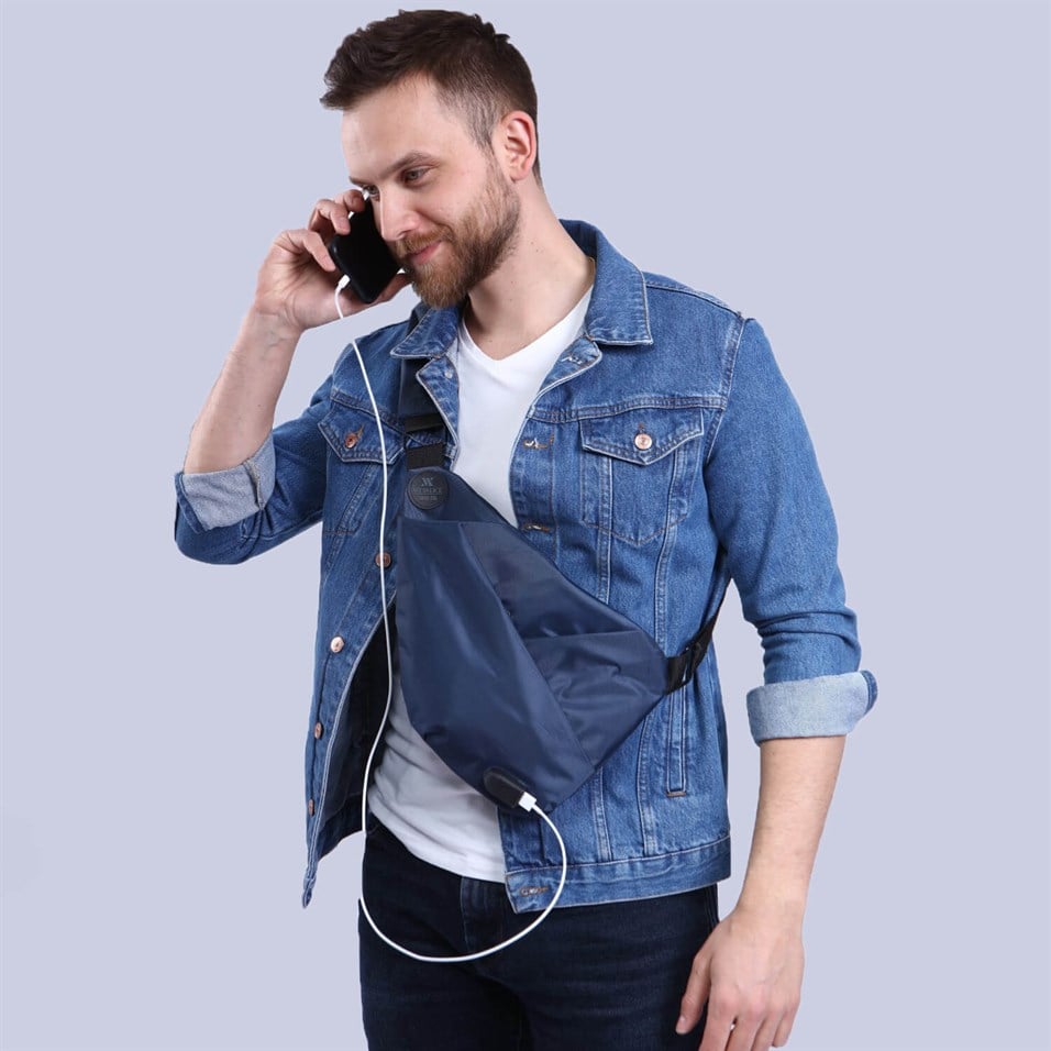 My Valice Smart Bag Usb'li Çapraz Göğüs Çantası Slim 1507 Lacivert