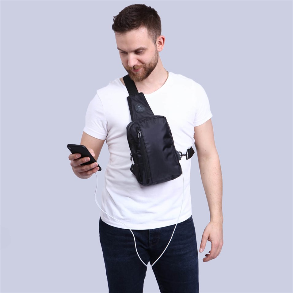 My Valice Smart Bag Usb'li Çapraz Göğüs Çantası 1508 Siyah