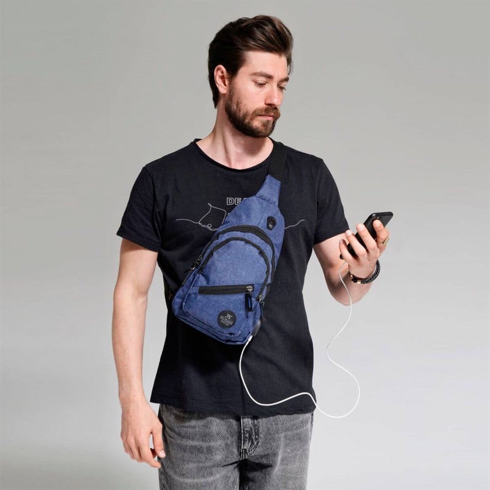 My Valice Smart Bag Usb'li Çapraz Göğüs Çantası 1502 Lacivert