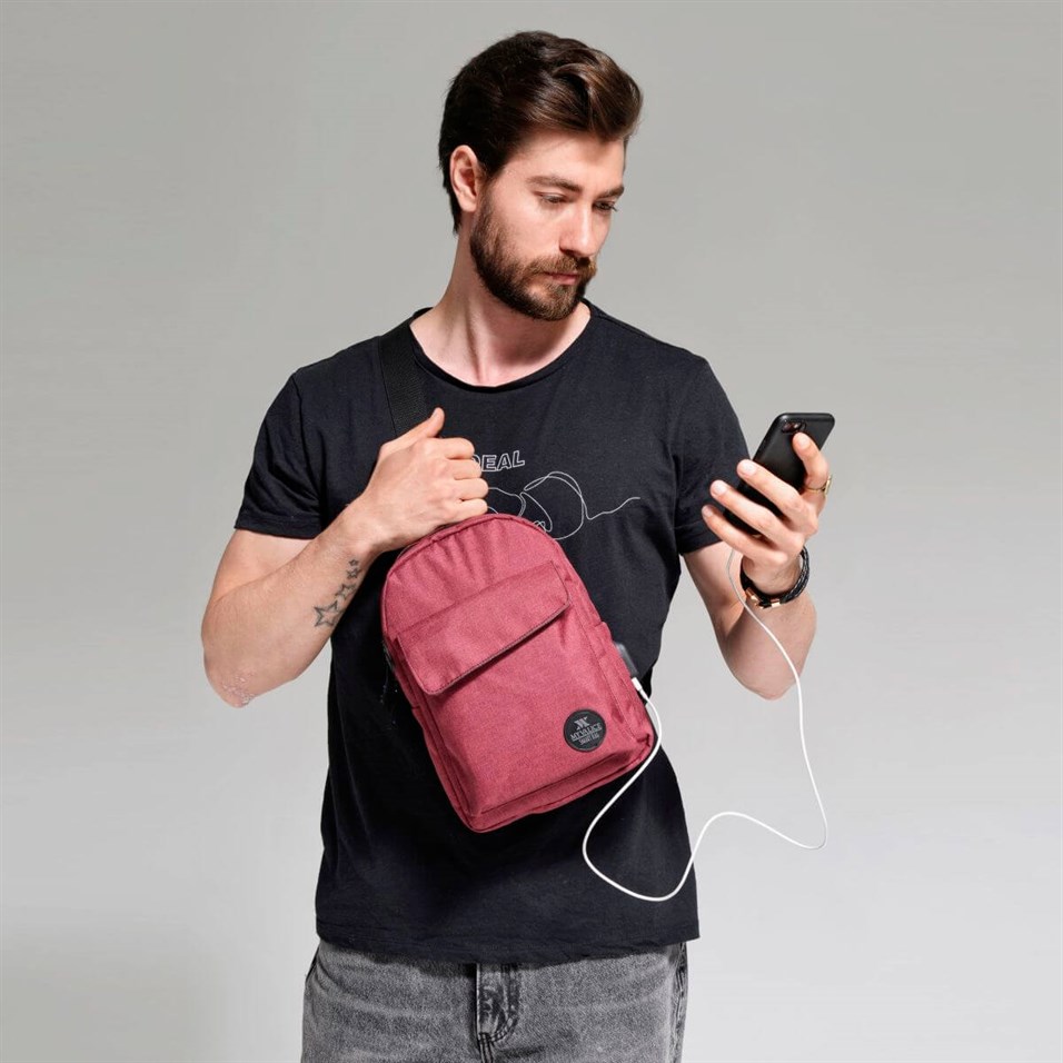 My Valice Smart Bag Usb'li Çapraz Göğüs Çantası 1505 Bordo