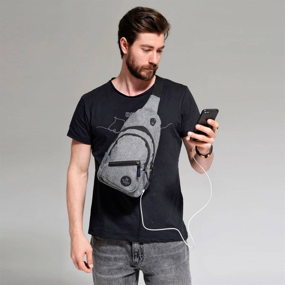 My Valice Smart Bag Usb'li Çapraz Göğüs Çantası 1502 Gri