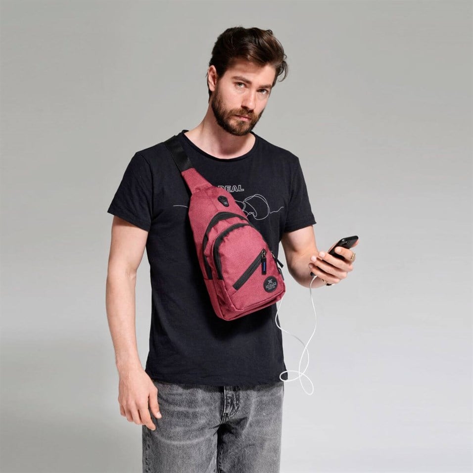 My Valice Smart Bag Usb'li Çapraz Göğüs Çantası 1502 Bordo