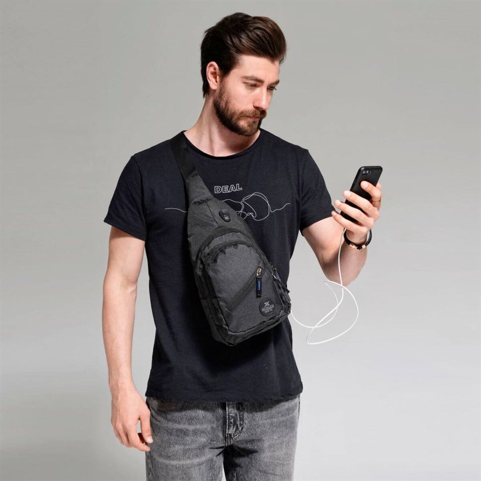My Valice Smart Bag Usb'li Çapraz Göğüs Çantası 1502 Siyah