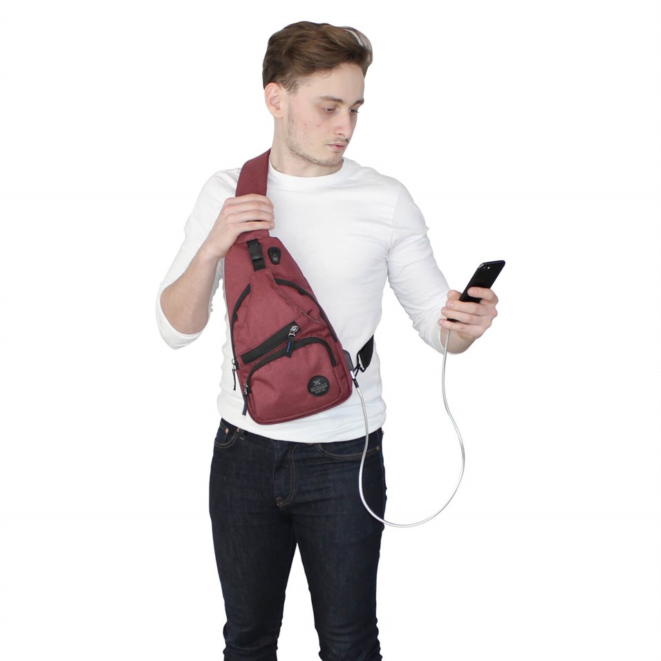My Valice Smart Bag Usb'li Çapraz Göğüs Çantası 1503 Bordo
