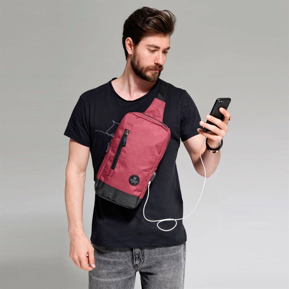 My Valice Smart Bag Usb'li Çapraz Göğüs Çantası 1501 Bordo