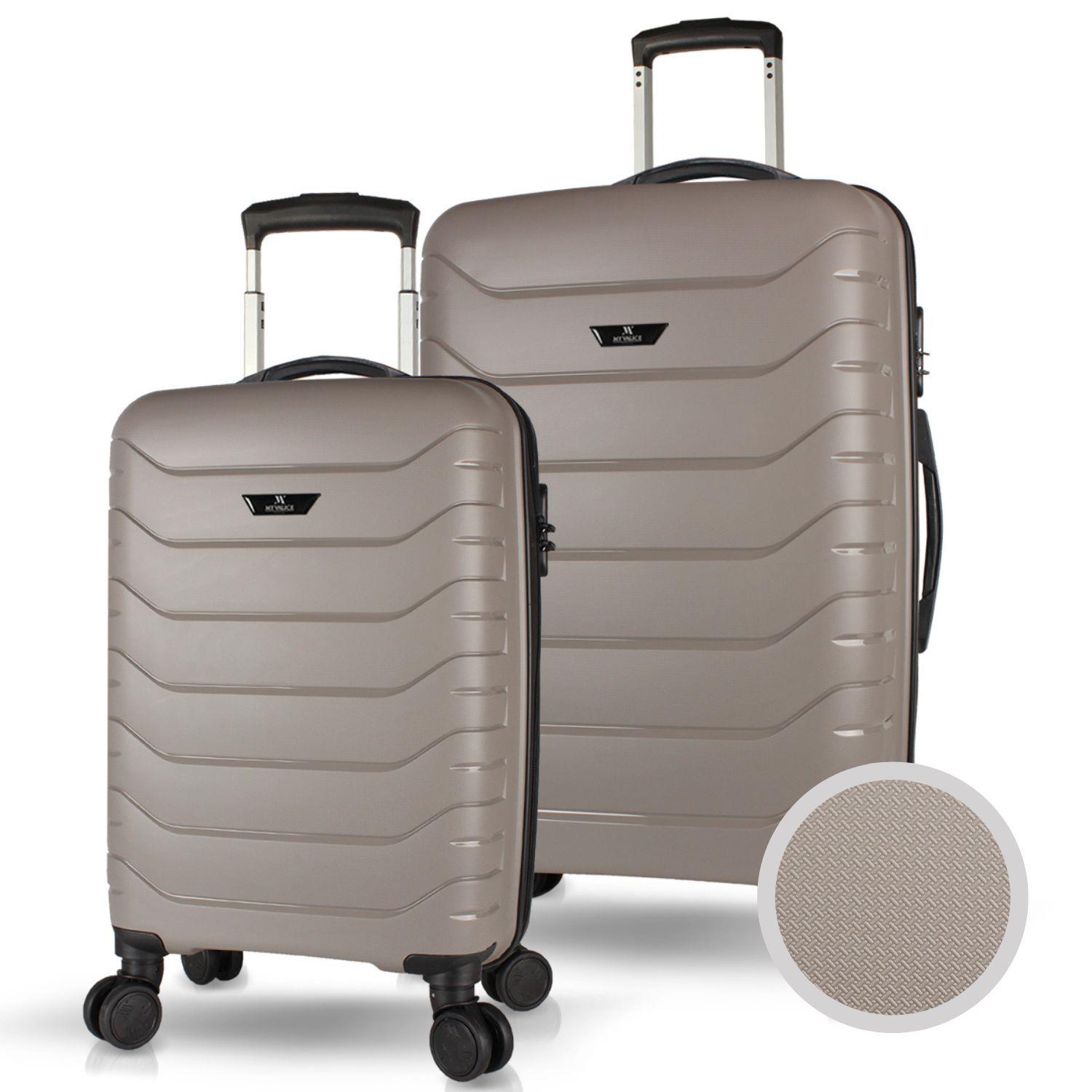 My Valice Solid PP Polipropilen Kırılmaz Kabin ve Büyük Boy Platin Gri 2'li Valiz Seti