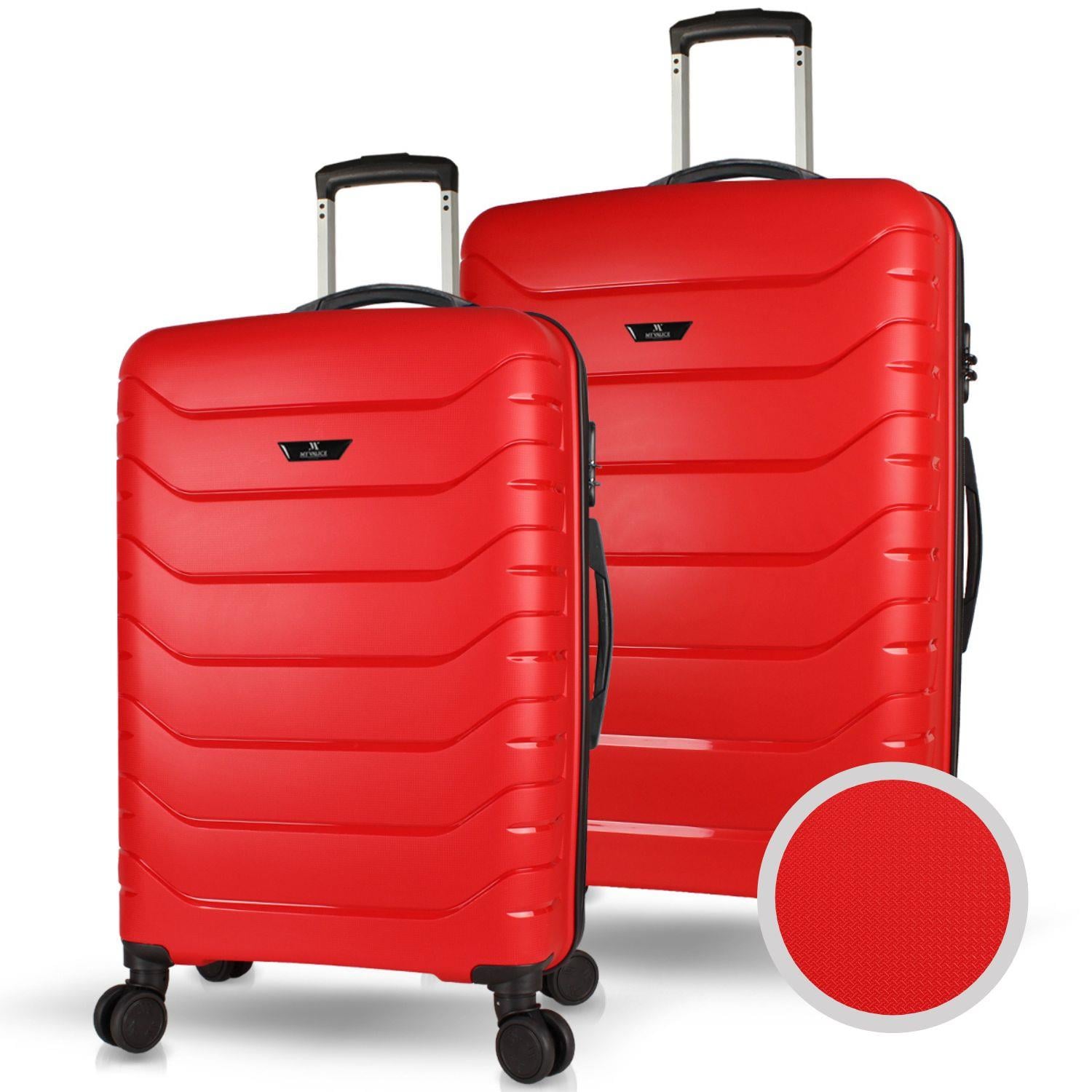 My Valice Solid PP Polipropilen Kırılmaz Orta ve Büyük Boy Kırmızı 2'li Valiz Seti